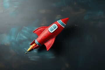 Rocket on chalkboard, startup and business development concept. Generative AI