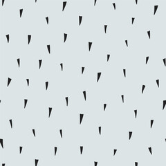 Black spiky triangles on a bluish grey background. Simple minimalistic thorn seamless pattern. - obrazy, fototapety, plakaty