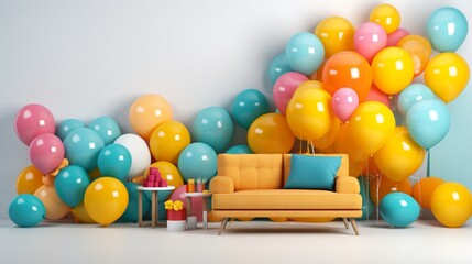Obraz na płótnie Canvas Balloon mockup designed to convey the excitement of a celebration, with a visually appealing arrangement of vibrant balloons capturing the joyful atmosphere.