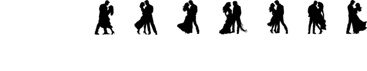 Vector silhouette couple man and woman in love black on white background