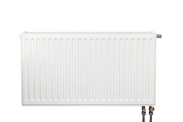 White heating radiator, isolated object on a white background