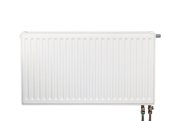 White heating radiator, isolated object on a white background