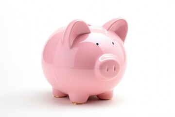 Illustration of a pink piggy bank in the shape of a safe, concept of finance, investment. Generative AI