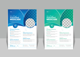 Healthcare and medical flyer or poster vector design layout A4 size template for print