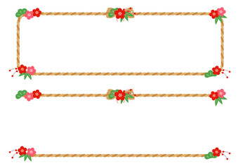 しめ縄と縁起物の枠とラインのセット_3
