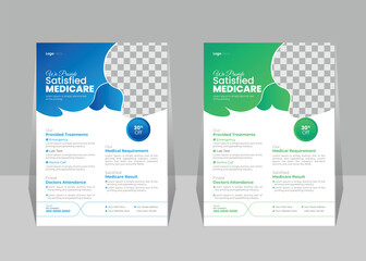 Healthcare and medical flyer or poster vector design layout A4 size template for print