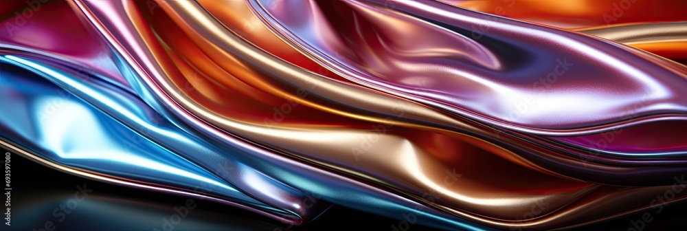 Poster panoramic holograph foil texture with iridescent metal effect, pearlescent gradient