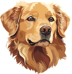Golden retriever dog. Portrait vector illustration in cartoon style