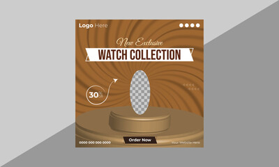 Creative square smartwatch collection product sale social media post design template. 