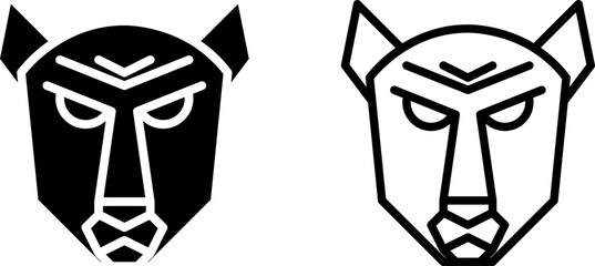 cheetah head icon, sign, or symbol in glyph and line style isolated on transparent background. Vector illustration © mailvelous