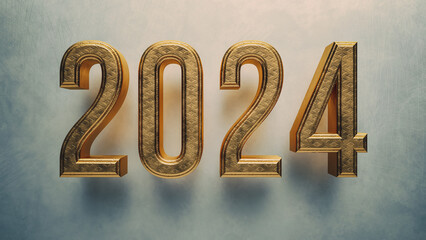Jahr 2024 Text Schrift 3D Buchstaben Typografie Neujahr - 693600209