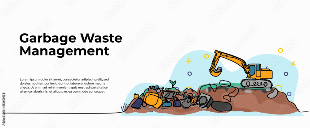 Aufkleber garbage waste management vector illustration. modern flat in continuous line style.