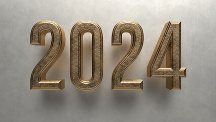 Jahr 2024 Text Schrift 3D Buchstaben Typografie Neujahr - 693600414