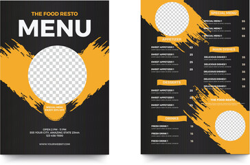 Fast Food menu design for Restaurant cafe. Food Flyer and restaurant menu design template