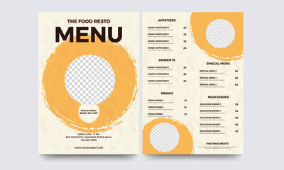 Fast Food menu design for Restaurant cafe. Food Flyer and restaurant menu design template