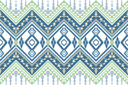 Ikat ethnic aztec embroidery style.Figure Geometric oriental traditional art pattern.Design for ikat background,wallpaper,fashion,clothing,wrapping,fabric,element,sarong,graphic,vector illustration.