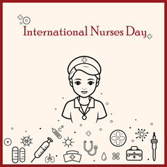 Thank you Nurses, International Nurses Day - 12th May Minimalist Flat Design Template with Vector Illustration for banner, poster,web illustration, icons 
