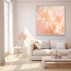 Peach Fuzz Sofa Luxurious Sofa for a Soft and Stylish Touch on Peach Fuzz background 