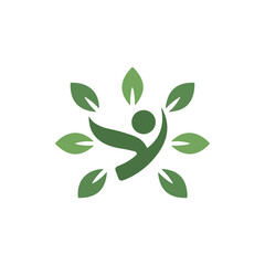 Fototapeta na wymiar Human tree with green leaves vector logo design template.