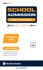 Vector school admission social media post and web banner design template
