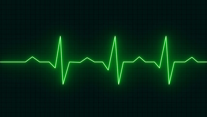 Heart beat icon ekg and cardio symbol. .Pulse rate vector. Flat style vector illustration. Neon heartrate sign with green glows. - obrazy, fototapety, plakaty