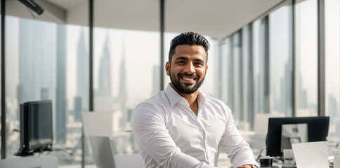 Fototapeta premium Successful Arab businessman portrait in office corporate