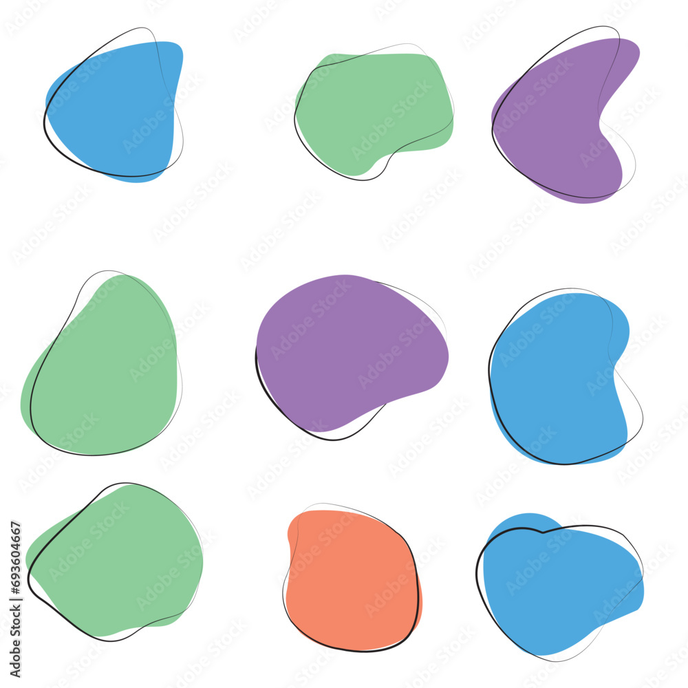 Poster blob shape organic set. fluid cooler blob shape vector for abstract design.irregular random minimal 