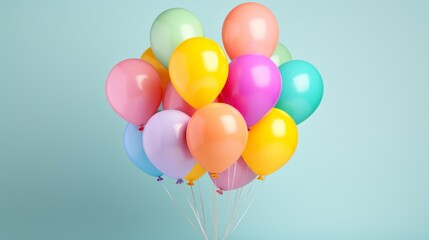 A vibrant balloon celebration mockup featuring a cluster of balloons in rainbow colors, creating a festive and joyful ambiance for birthdays, weddings, or any special occasion.