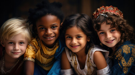 young kids group portrait photo happy smiling diversity and multicultural theme concept, Generative Ai