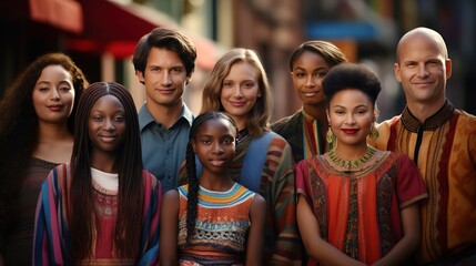 people women and man standing together multi-racial group portrait photo happy smiling diversity and multicultural theme concept, Generative Ai - obrazy, fototapety, plakaty