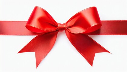 Fototapeta premium Red gift ribbon bow isolated on white background 