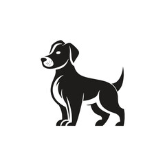 black and white dog, silhouette of a dog, animal logo, dog logo, vector logo design, vector illustration, black and white logo,