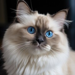 Beautiful ragdoll kitten with bright blue eyes