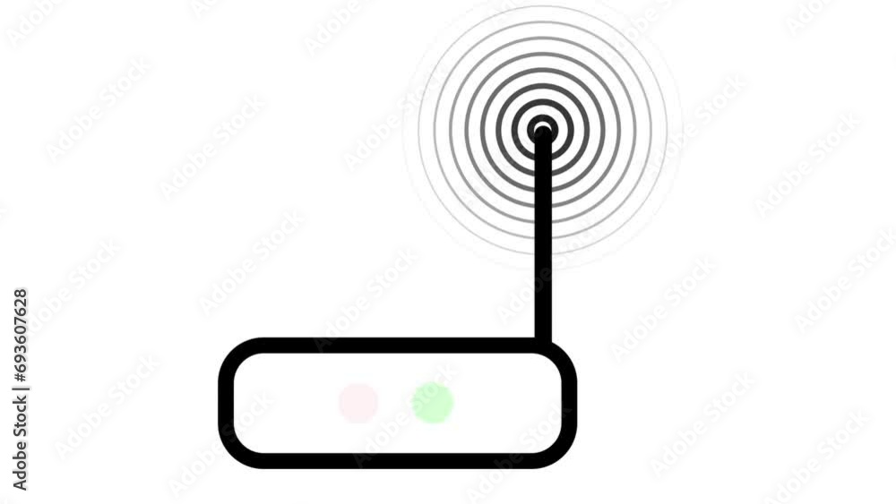 Poster black color radio wave with black router isolated on white background. simple wireless line icon. ra