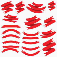 Red Silk Ribbons And White Background Vector Illustration - obrazy, fototapety, plakaty