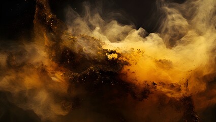 Gold abstract background. Gold dust with lots of particles flying apart. - Powered by Adobe