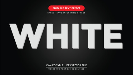 editable 3d text effect style. white text effect, vector illustration - obrazy, fototapety, plakaty