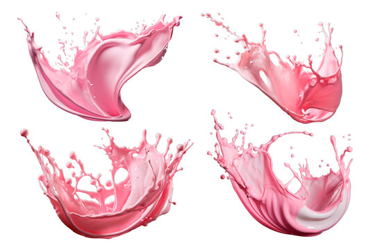 set of 4 pink splashes isolated 