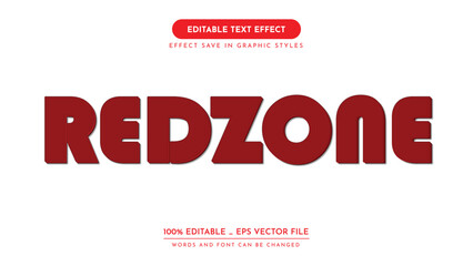 editable 3d text effect style. redzone text effect, vector illustration