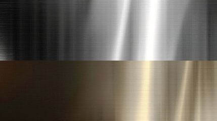 Set texture group of metallic gradient steel shiny background silver gold color. AI generated.