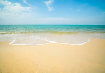 Fotobehang Beautiful horizon Landscape summer panorama front view point tropical sea beach white sand clean and blue sky background calm Nature ocean Beautiful  wave water travel at Sai Kaew Beach thailand © Singh