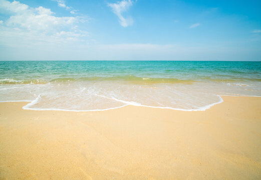 Beautiful horizon Landscape summer panorama front view point tropical sea beach white sand clean and blue sky background calm Nature ocean Beautiful  wave water travel at Sai Kaew Beach thailand