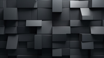 Rectangular wall in black and grey, mixing colors, brick. Abstract pattern, many different colors, numerous geometric shapes, close-up, shapes, look, appearance, carving.