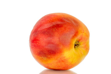 One overripe apple, macro, isolated on white background.