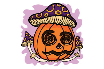 Halloween Pumpkin Head Sublimation Design Vector