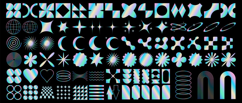 Vector set of abstract geometric shapes. Trendy geometric brutalism forms. Vector illustration
