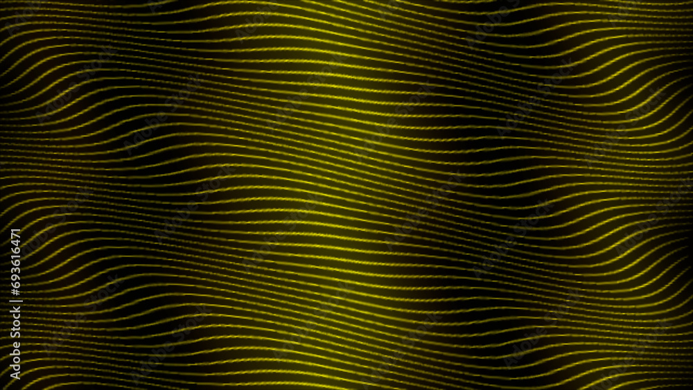 Aufkleber abstract wave yellow lines loop. 3d abstract black background. wave abstract yellow wave