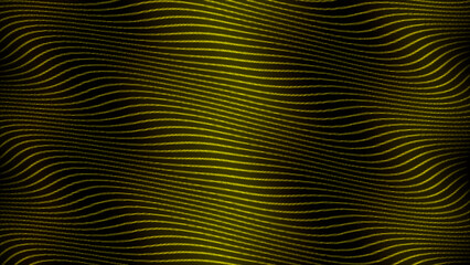 Abstract wave yellow lines loop. 3d Abstract black background. Wave abstract yellow wave
