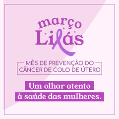 Banner in portuguese for composition Lilac March prevention brazil - Campanha Março Lilás Marco Lilas Cancer útero