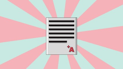 Animation of an exam paper icon with an A+ grade with a rotating background